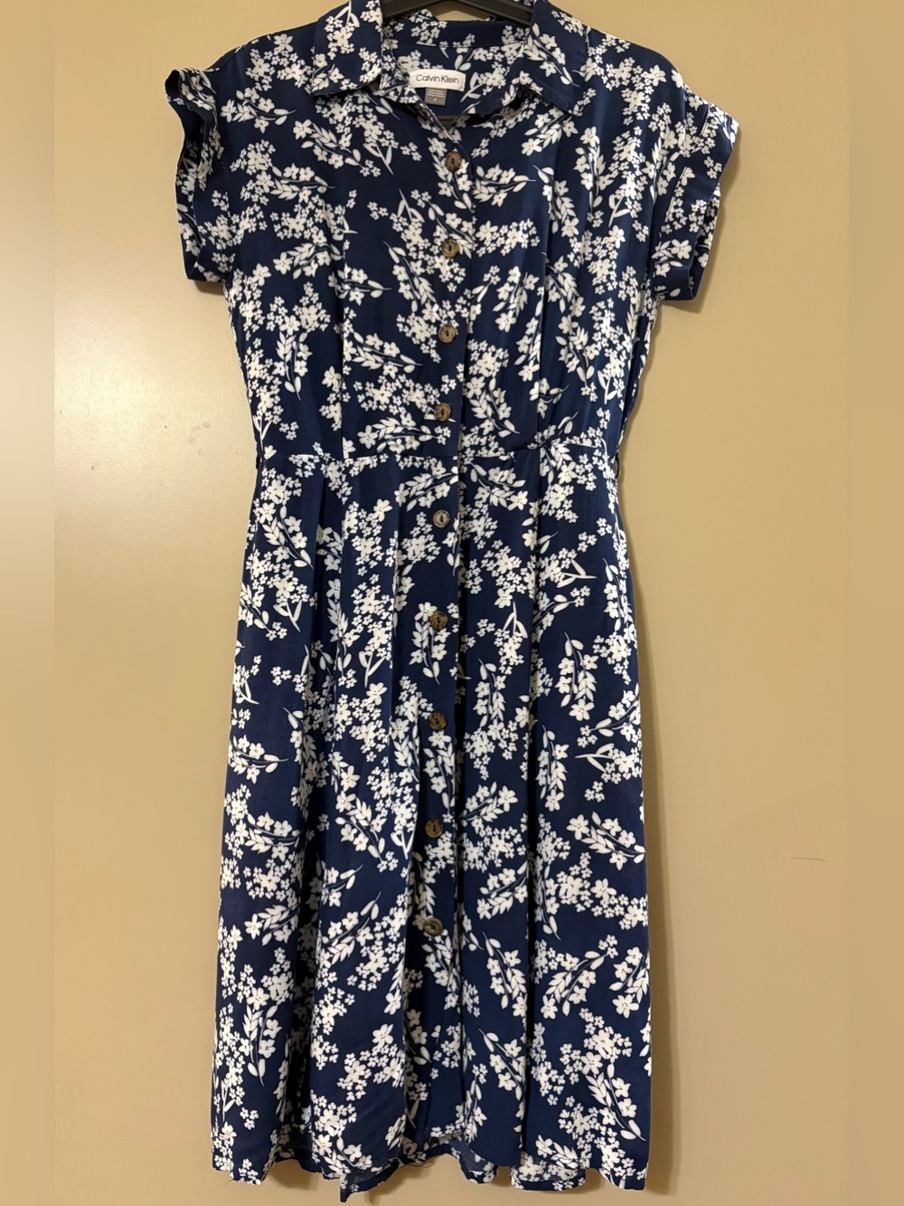 Calvin Dress Navy Blue Dress With White Floral Print
